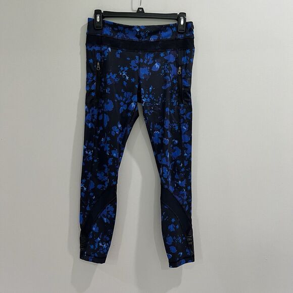 Lululemon Inspire Tight II Full-On Luxtreme Mesh Black Blue Size 6 Athletic Gym - Picture 1 of 6